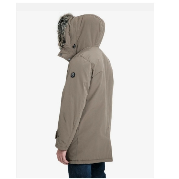 Michael Kors Men's Beige Bib Snorkel Faux-Fur Trim Parka Coat Jacket Size M $429 - Picture 4 of 16